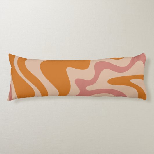 Retro 60s 70s Psychedelic Swirls Orange Pink Seitenschläferkissen (Vorderseite)