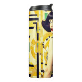 Retro 60's beauty geometric yellow green  thermosbecher (Nach links gedreht)