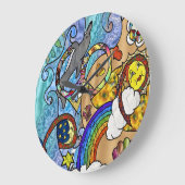 Retro 60s Psychedelic At The Beach Clock Große Wanduhr (Winkel)