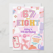 Retro 67 Ästhetik Mädchen 8. Geburtstag Patch Part Einladung (Vorderseite)