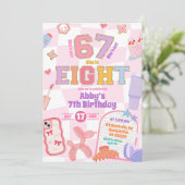 Retro 67 Ästhetik Mädchen 8. Geburtstag Patch Part Einladung (Stehend Vorderseite)