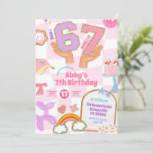 Retro-67-Ästhetik-Patch-Party-Geburtstag Einladung (Stehend Vorderseite)