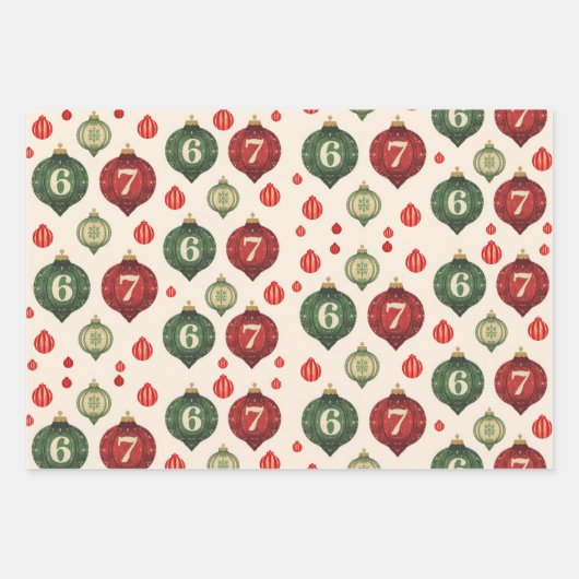 Retro “67” Christmas Ornament Flat Wrapping Paper Geschenkpapier Set (Vorderseite 3)