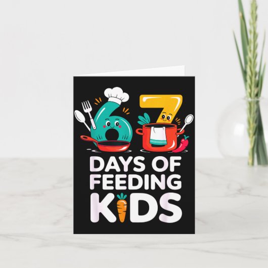 Retro 67 Days Of Feeding Kids Lunch Lady Cafeteria Karte (Vorderseite)