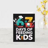 Retro 67 Days Of Feeding Kids Lunch Lady Cafeteria Karte (Gelbe Blume)
