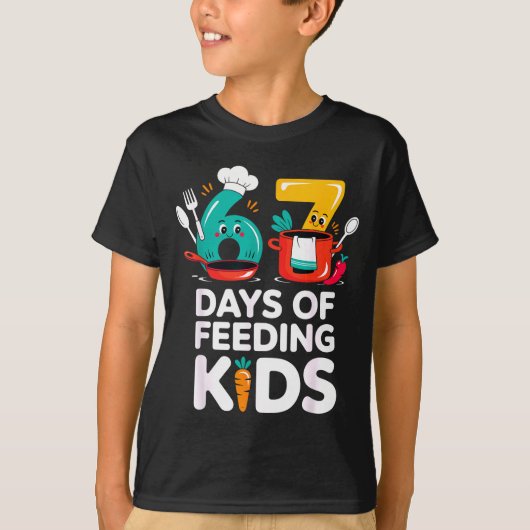 Retro 67 Days Of Feeding Kids Lunch Lady Cafeteria T-Shirt (Vorderseite)
