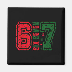 Retro 67 Lustiges Sechs Sieben Meme 6 7 Zahl Weihn Magnet