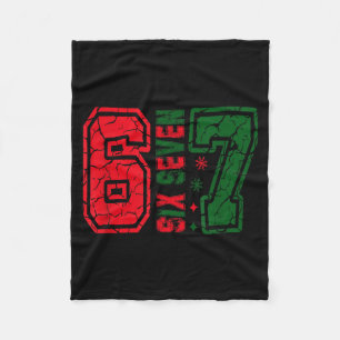Retro 67 Lustiges Six Seven Meme 6 7 Zahl Weihnach Fleecedecke