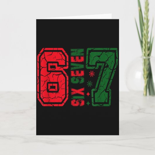 Retro 67 Lustiges Six Seven Meme 6 7 Zahl Weihnach Karte (Vorderseite)