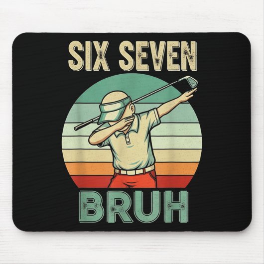 Retro 67 Meme 6 7 Six Seven Bruh Golf Golfer Vinta Mousepad (Vorne)
