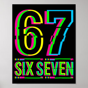 Retro 67 Meme Lustig Six Seven Meme 6 7 Meme 6 7  Poster