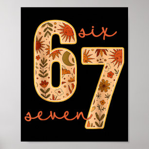 Retro 67 Six Seven Boho Blumen Retro Mond Blumen  Poster