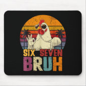 Retro 67 Six Seven Bruh Funny Chicken With Sungles Mousepad (Vorne)