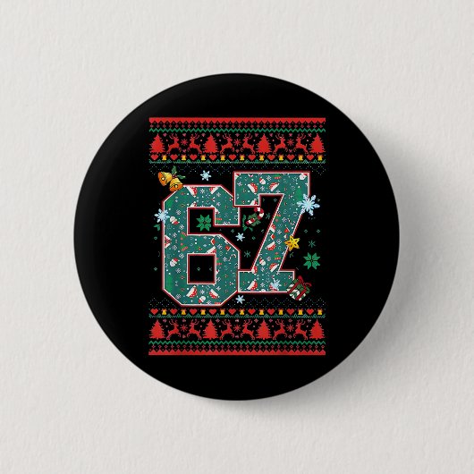 Retro 67 Six Seven Weihnachts-Shirt Meme  Button (Vorderseite)