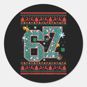 Retro 67 Six Seven Weihnachts-Shirt Meme  Runder Aufkleber