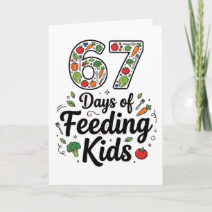 Retro 67 Tage Kinder mit Mittagessen in der Schulk Karte