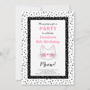 Retro 6. Geburtstagsparty für ein Mädchen, das Kat Ankündigung