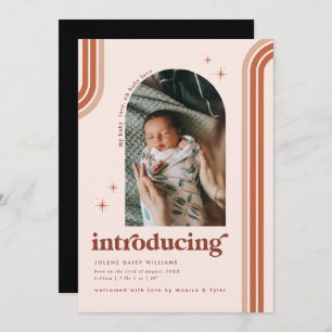 Retro-70   Arch Foto Geburtsankündigung Save The Date