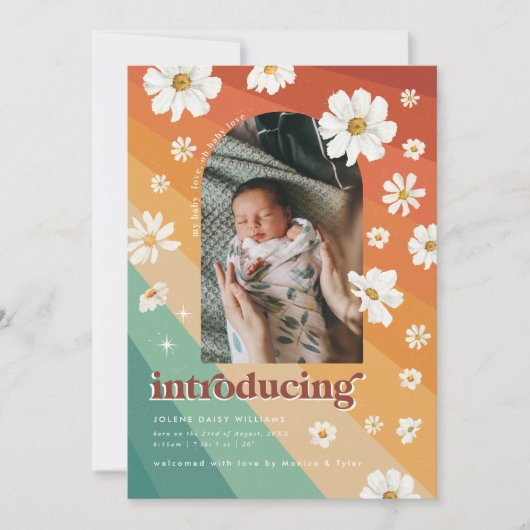 Retro-70 | Arch Foto Geburtsankündigung Save The Date (Vorderseite)