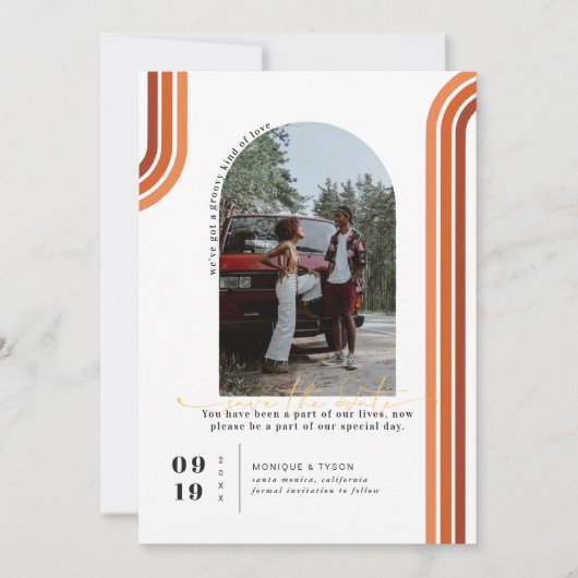 Retro-70 | Arch-Foto Save the Date (Vorderseite)