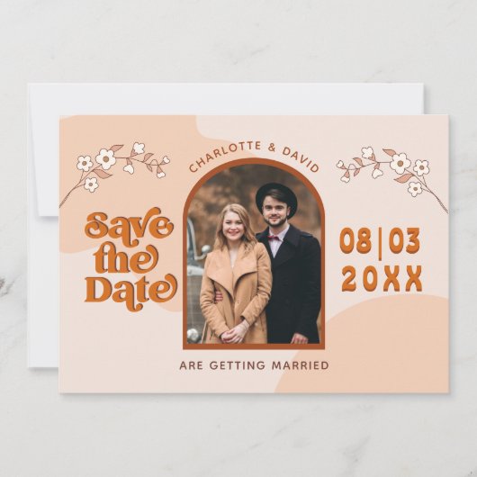 Retro 70 Arted Foto Boho Save the Date (Vorderseite)
