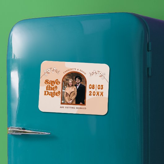 Retro 70 Arted Foto Boho Save the Date Magnet