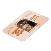 Retro 70 Arted Foto Boho Save the Date Magnet (Linke Seite)