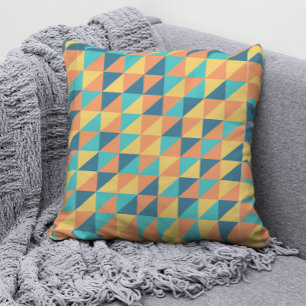 Retro 70 Blau & Gelb Pastell geometrisches Muster Kissen