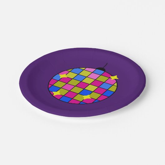 Retro 70 Disco Party Pappteller (Schrägansicht)