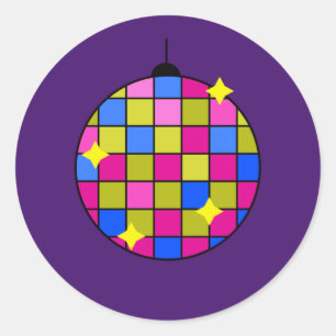 Retro 70 Disco Party Runder Aufkleber