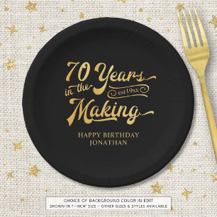 Retro 70. Geburtstag 70 Jahre im Werden Lichter Pappteller