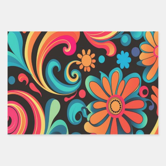 Retro 70 geschenkpapier set (Vorderseite 3)