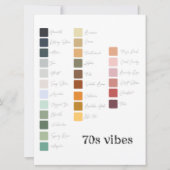 Retro 70 Hochzeitsplanungs-Farbpalette Einladung (Vorderseite)