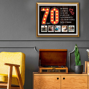 Retro 70. Jubiläum Hearts Benutzerdefinierte Fotoc Poster