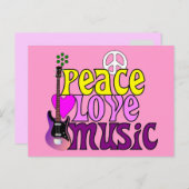 Retro 70 Liebe Musik Postkarte (Vorne/Hinten)