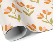 Retro 70 Pink und Orange Tulips Umschlagpapier Geschenkpapier (Rolleneckpunkt)