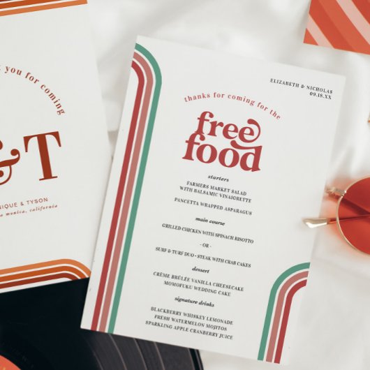 Retro 70 Streifen | Hochzeitsmenü Menükarte