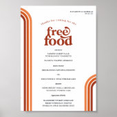 Retro 70 Streifen | Hochzeitsmenü Poster (Vorne)