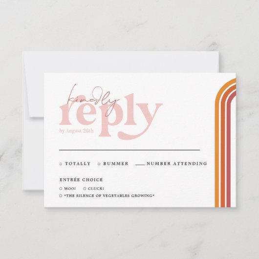 Retro 70 Streifen | HochzeitsrSVP Ankündigung (Vorderseite)