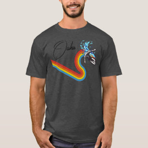Retro 70er80er Style Rainbow Surfing Wave Oahu Haw T-Shirt