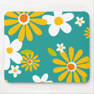 Retro 70er 60er Blume Muster Mousepad