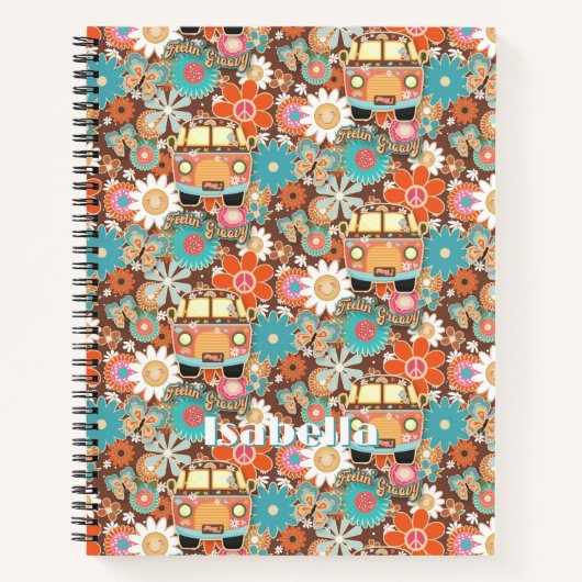 RETRO 70er 60er Hippy Van Feeling Groovy Floral Na Notizblock (Vorderseite)