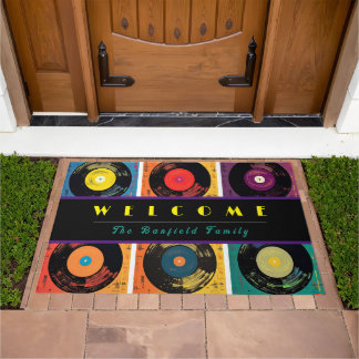 Retro 70er 60er Jahre Vinyl-Schallplattenalbum Fußmatte