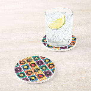 Retro 70er 60er Jahre Vinyl-Schallplattenalbum Getränkeuntersetzer