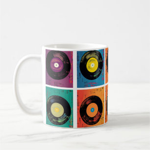 Retro 70er 60er Jahre Vinyl-Schallplattenalbum Kaffeetasse