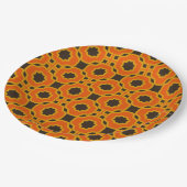 Retro-70er 60er-Muster Party--Teller Pappteller (Schrägansicht)