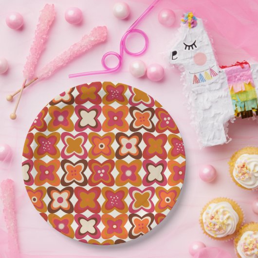 Retro-70er 60er-Muster Party--Teller Pappteller (Party)