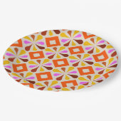 Retro-70er 60er-Muster Party--Teller Pappteller (Schrägansicht)