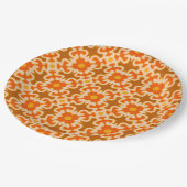 Retro-70er 60er-Muster Party--Teller Pappteller (Schrägansicht)