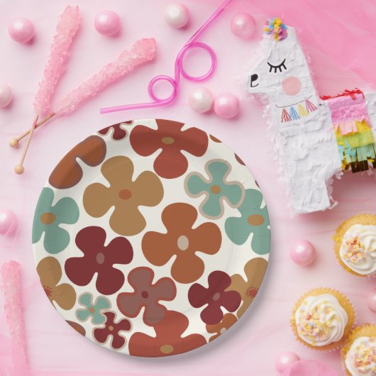 Retro-70er 60er-Muster Party--Teller Pappteller (Party)